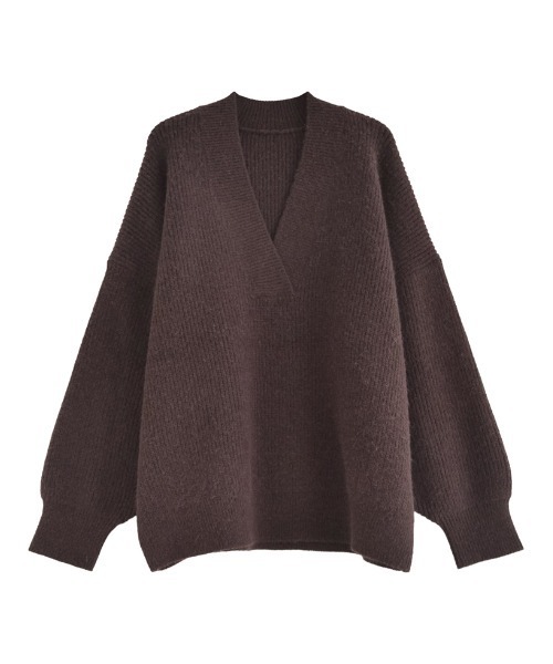 2025AW COLLECTION][静電気防止]深Vネックニットプルオーバー（ニット