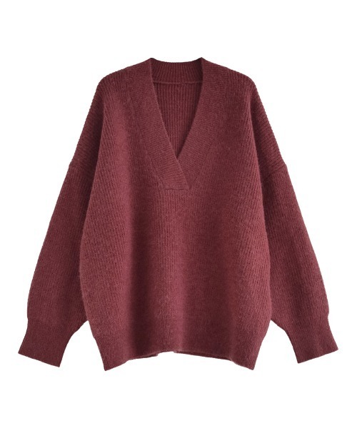 2025AW COLLECTION][静電気防止]深Vネックニットプルオーバー（ニット