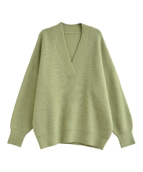 新色追加][2025AW COLLECTION][静電気防止]深Vネックニットプル