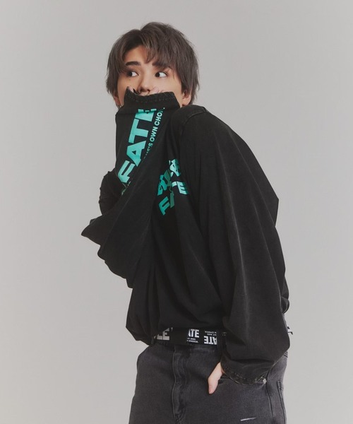 RULE THE FATE（ルールザフェイト）の「RTF LOGO PIGMENT LONG SLEEVE TEE/ロゴピグメントロングスリーブTシャツ（Tシャツ/カットソー・メンズ・ブラック/ベージュ・1/0/2）」の2枚目の写真
