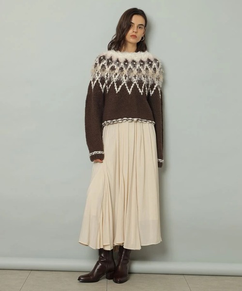 【新品未着用】CADUNE カデュネ ノルディックニット パール付き 新品未着用】CADUNE カデュネ ノルディックニット パール付き 新品未