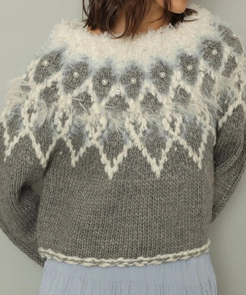 【新品未着用】CADUNE カデュネ ノルディックニット パール付き ノルディックセーター（ニット/セーター）｜CADUNE（カデュネ）の