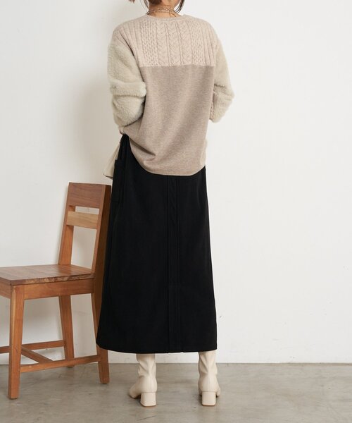 Jena espace merveilleux（ジェナ　エスパスメルヴェイユ）の「ケーブルラメシャギーニット（ニット/セーター・レディース・グレー/オフホワイト/ベージュ・FREE）」の4枚目の写真
