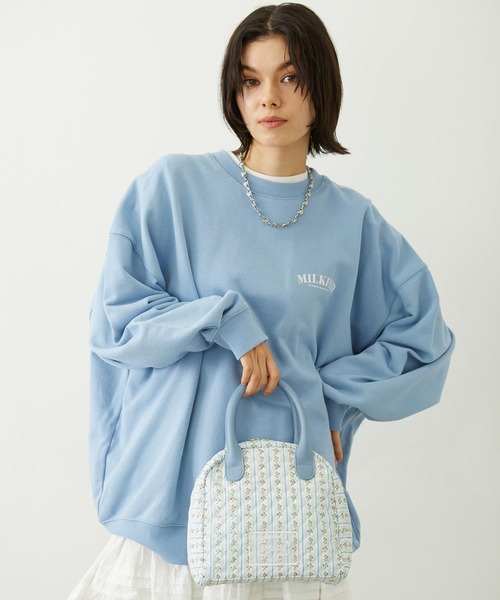 MILKFED.(ミルクフェド)の「STRIPED FLOWER QUILTED BAG(ハンドバッグ・レディース・グレー/オフホワイト・ONE SIZE)」の18枚目の写真