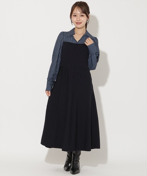 AND COUTURE(アンドクチュール)の「ニットビスチェ風スキッパーワンピース(ワンピース・レディース・ブラック系その他/ブルー系その他・FREE)」の1枚目の写真