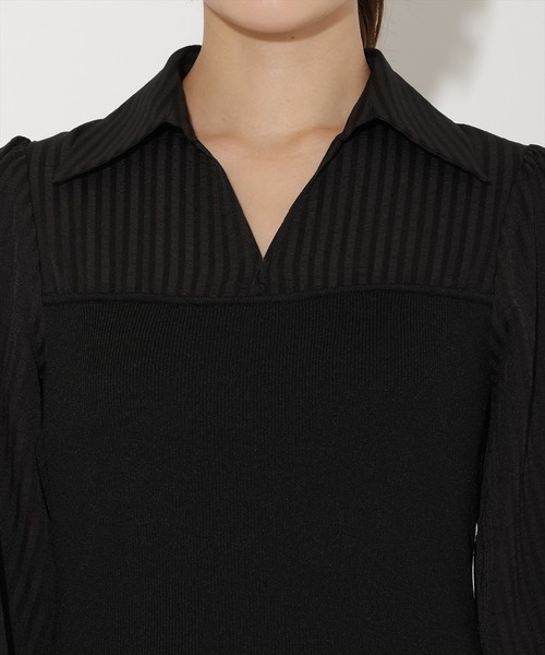 AND COUTURE(アンドクチュール)の「ニットビスチェ風スキッパーワンピース(ワンピース・レディース・ブラック系その他/ブルー系その他・FREE)」の5枚目の写真
