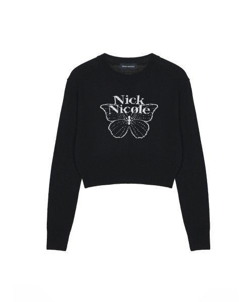 NICK&NICOLE(ニックアンドニコール)の「CASHMERE BUTTERFLY SIGNATURE CROP KNIT_BLACK(ニット/セーター・レディース・その他・FREE)」の7枚目の写真