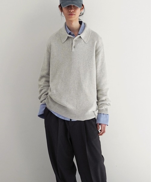 KAIKO(カイコー)の「KAIKO Knit polo shirt 2.0(ニット/セーター・メンズ・レッド/ダークグレー/サックスブルー/ブラック/グレー・1/2/3)」の3枚目の写真