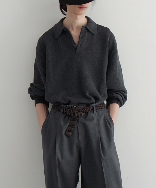 KAIKO(カイコー)の「KAIKO Knit polo shirt 2.0(ニット/セーター・メンズ・レッド/ダークグレー/サックスブルー/ブラック/グレー・1/2/3)」の1枚目の写真