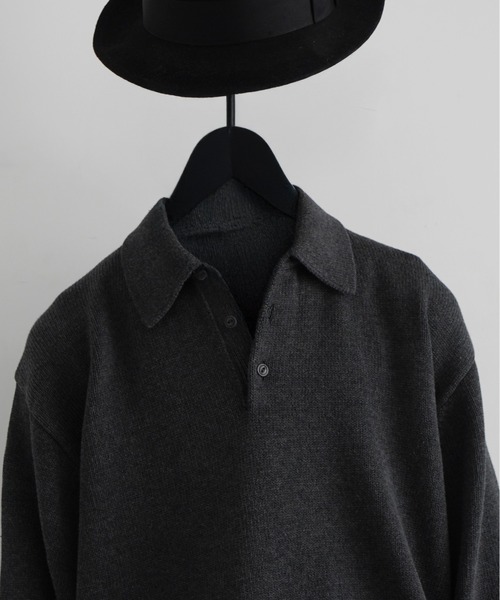 KAIKO(カイコー)の「KAIKO Knit polo shirt 2.0(ニット/セーター・メンズ・レッド/ダークグレー/サックスブルー/ブラック/グレー・1/2/3)」の14枚目の写真
