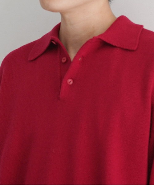 KAIKO(カイコー)の「KAIKO Knit polo shirt 2.0(ニット/セーター・メンズ・レッド/ダークグレー/サックスブルー/ブラック/グレー・1/2/3)」の10枚目の写真