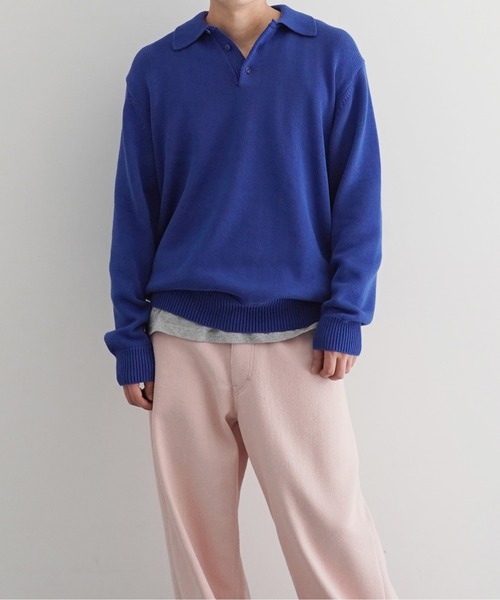 KAIKO(カイコー)の「KAIKO Knit polo shirt 2.0(ニット/セーター・メンズ・レッド/ダークグレー/サックスブルー/ブラック/グレー・1/2/3)」の8枚目の写真