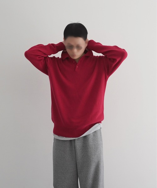 KAIKO(カイコー)の「KAIKO Knit polo shirt 2.0(ニット/セーター・メンズ・レッド/ダークグレー/サックスブルー/ブラック/グレー・1/2/3)」の20枚目の写真