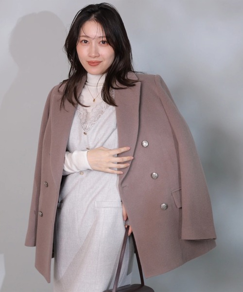 Apuweiser-riche（アプワイザーリッシェ）の「Ｗボタンジャコット（ダウンジャケット/コート・レディース・グレイッシュベージュ/ブラック/モカ・1/2）」の12枚目の写真