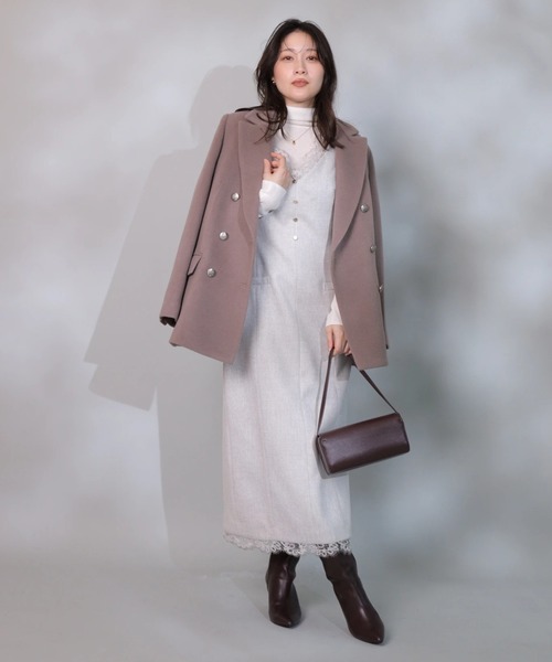 Apuweiser-riche（アプワイザーリッシェ）の「Ｗボタンジャコット（ダウンジャケット/コート・レディース・グレイッシュベージュ/ブラック/モカ・1/2）」の11枚目の写真