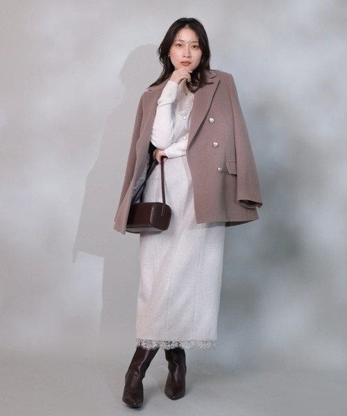 Apuweiser-riche（アプワイザーリッシェ）の「Ｗボタンジャコット（ダウンジャケット/コート・レディース・グレイッシュベージュ/ブラック/モカ・1/2）」の4枚目の写真