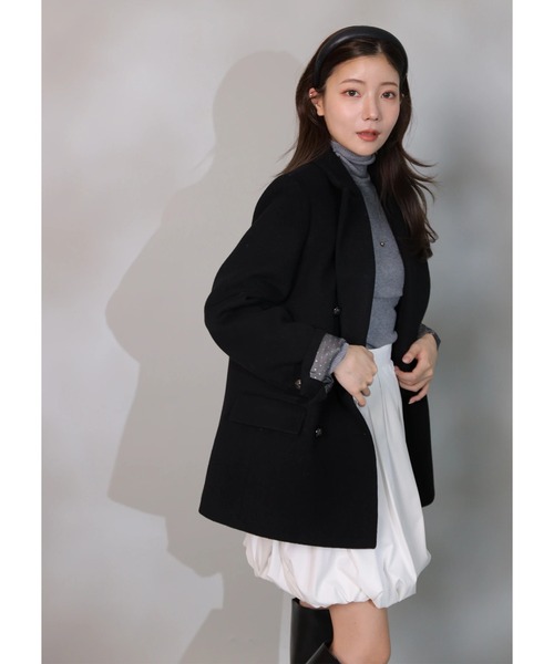 Apuweiser-riche（アプワイザーリッシェ）の「Ｗボタンジャコット（ダウンジャケット/コート・レディース・グレイッシュベージュ/ブラック/モカ・1/2）」の7枚目の写真