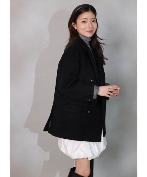 Apuweiser-riche（アプワイザーリッシェ）の「Ｗボタンジャコット（ダウンジャケット/コート・レディース・グレイッシュベージュ/ブラック/モカ・1/2）」の9枚目の写真