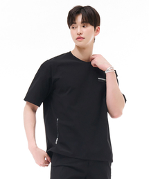 男性ストレッチグラフィック半袖Tシャツ-ブラック