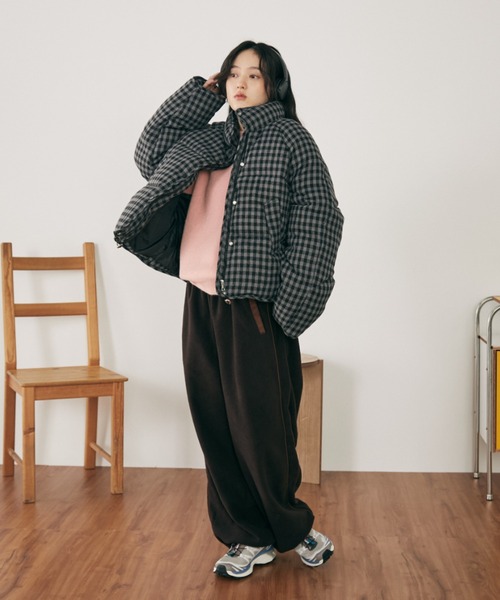 セール】チェック中綿ブルゾン（ダウンジャケット/コート）｜MERLOT