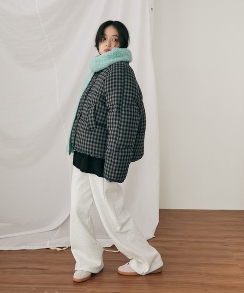 セール】チェック中綿ブルゾン（ダウンジャケット/コート）｜MERLOT