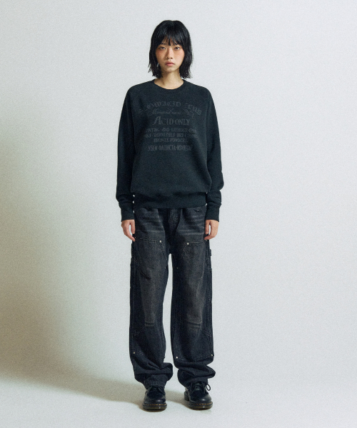 SLOWACID（スローアシッド）の「VTG アーチロゴ ラグラン スウェットシャツ [ディープチャコール]（スウェット・レディース・チャコールグレー・SMALL/MEDIUM/LARGE）」の2枚目の写真