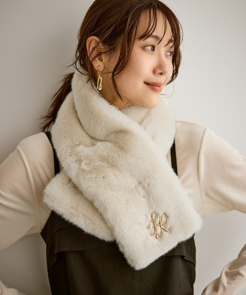 ROPE' PICNIC（ロペピクニック）の「ブローチ付きフェイクファーティペット（マフラー・レディース・グレー/ブラウン/キナリ・FREE）」の5枚目の写真