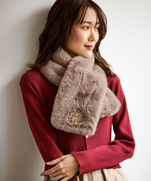 ROPE' PICNIC（ロペピクニック）の「ブローチ付きフェイクファーティペット（マフラー・レディース・グレー/ブラウン/キナリ・FREE）」の6枚目の写真