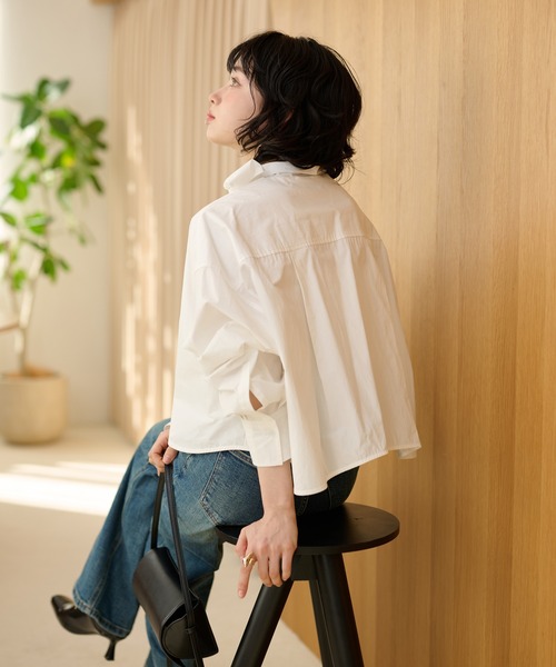 LAULEN（ローレン）の「cotton cropped tie blouse /コットンリボンクロップドタイブラウス（シャツ/ブラウス・レディース・ブラック/ホワイト・FREE）」の17枚目の写真