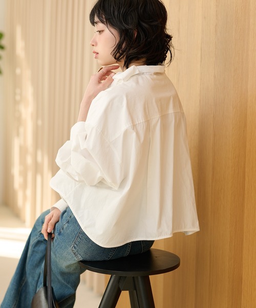 LAULEN（ローレン）の「cotton cropped tie blouse /コットンリボンクロップドタイブラウス（シャツ/ブラウス・レディース・ブラック/ホワイト・FREE）」の20枚目の写真