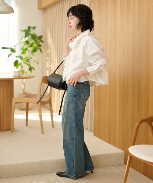 LAULEN（ローレン）の「cotton cropped tie blouse /コットンリボンクロップドタイブラウス（シャツ/ブラウス・レディース・ブラック/ホワイト・FREE）」の22枚目の写真