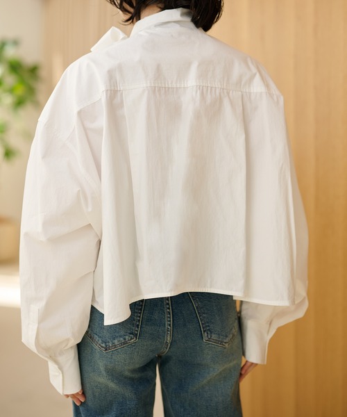 LAULEN（ローレン）の「cotton cropped tie blouse /コットンリボンクロップドタイブラウス（シャツ/ブラウス・レディース・ブラック/ホワイト・FREE）」の11枚目の写真