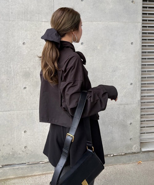 LAULEN（ローレン）の「cotton cropped tie blouse /コットンリボンクロップドタイブラウス（シャツ/ブラウス・レディース・ブラック/ホワイト・FREE）」の12枚目の写真