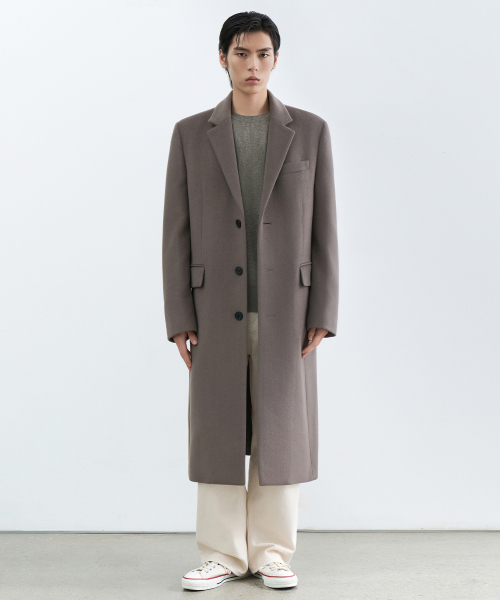 セール】カシミヤブレンドマスキュリンチェスターフィールドロング