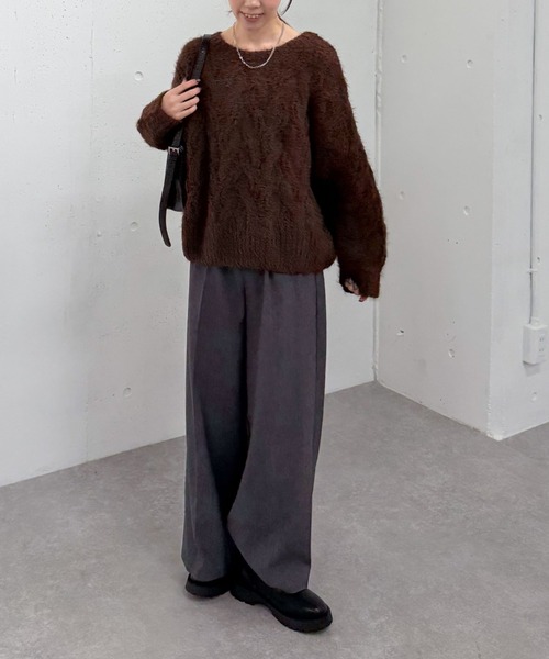 archives（アルシーヴ）の「フェザーモールケーブルニットプルオーバー（ニット/セーター・レディース・ベージュ/ブラウン/ブルー/アイボリー/ピンク・MEDIUM）」の20枚目の写真