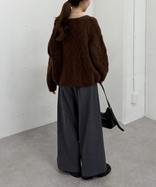 archives（アルシーヴ）の「フェザーモールケーブルニットプルオーバー（ニット/セーター・レディース・ベージュ/ブラウン/ブルー/アイボリー/ピンク・MEDIUM）」の22枚目の写真