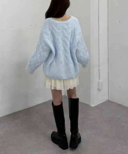 archives（アルシーヴ）の「フェザーモールケーブルニットプルオーバー（ニット/セーター・レディース・ベージュ/ブラウン/ブルー/アイボリー/ピンク・MEDIUM）」の10枚目の写真