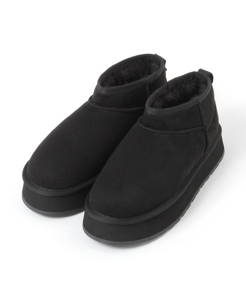 LEPSIM（レプシィム）の「フェイクムートン厚底ブーツ　608843（ブーツ・レディース・ベージュ/ブラック・LARGE/MEDIUM）」の11枚目の写真