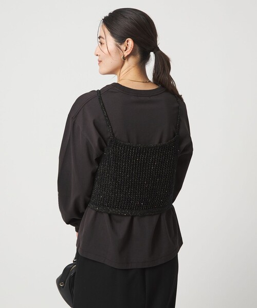 green label relaxing（グリーンレーベルリラクシング）の「スパンコール ニット 2WAY キャミソール ウォッシャブル（ベスト・レディース・オフホワイト/ブラック・FREE）」の11枚目の写真