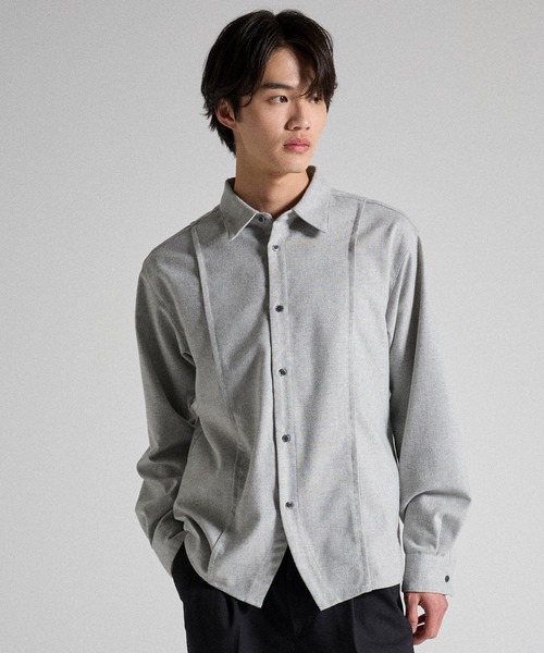 Parts Lab.(パーツラボ)の「【Parts Lab.】Basic Brushed Polyester Rregular Collar Shirt / ベーシックブラッシュドポリエステルレギュラーカラーシャツ(シャツ/ブラウス・メンズ・グレー/アイボリー・S/M/L)」の2枚目の写真
