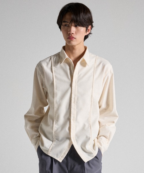 Parts Lab.(パーツラボ)の「【Parts Lab.】Basic Brushed Polyester Rregular Collar Shirt / ベーシックブラッシュドポリエステルレギュラーカラーシャツ(シャツ/ブラウス・メンズ・グレー/アイボリー・S/M/L)」の13枚目の写真