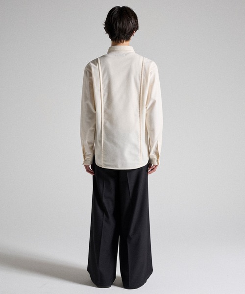 Parts Lab.】Basic Brushed Polyester Rregular Collar Shirt