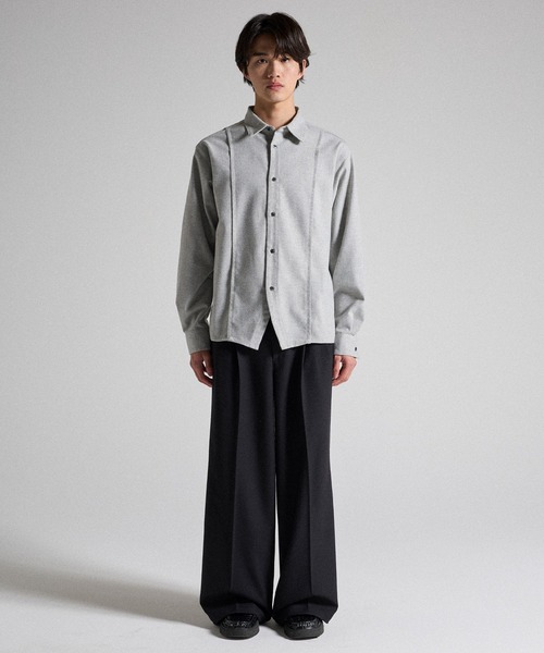 Parts Lab.】Basic Brushed Polyester Rregular Collar Shirt