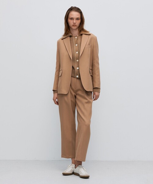 BACCA（バッカ）の「コットンウールトリコチン ボックスジャケット（テーラードジャケット・レディース・ネイビー/ベージュ・36）」の3枚目の写真