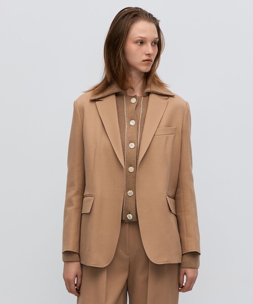 BACCA（バッカ）の「コットンウールトリコチン ボックスジャケット（テーラードジャケット・レディース・ネイビー/ベージュ・36）」の4枚目の写真