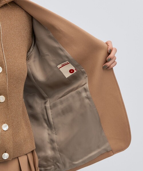 BACCA（バッカ）の「コットンウールトリコチン ボックスジャケット（テーラードジャケット・レディース・ネイビー/ベージュ・36）」の7枚目の写真