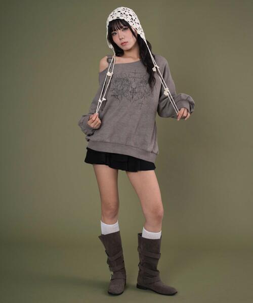 dispark（ディスパーク）の「DISPARK/【25年秋冬新作】ベルトショルダーグラフィックスウェット（スウェット・レディース・ライトベージュ/ベージュ・FREE）」の3枚目の写真