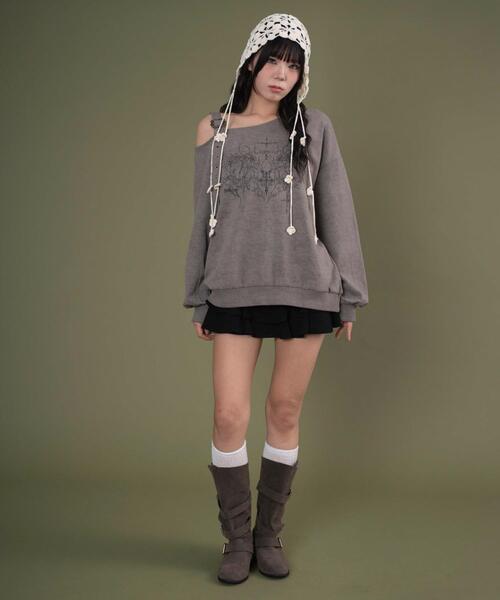 dispark（ディスパーク）の「DISPARK/【25年秋冬新作】ベルトショルダーグラフィックスウェット（スウェット・レディース・ライトベージュ/ベージュ・FREE）」の7枚目の写真