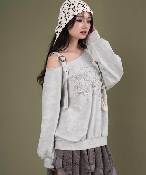 dispark（ディスパーク）の「DISPARK/【25年秋冬新作】ベルトショルダーグラフィックスウェット（スウェット・レディース・ライトベージュ/ベージュ・FREE）」の9枚目の写真