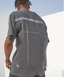Pigment Back Point Printed Boxy T-Charcoal
